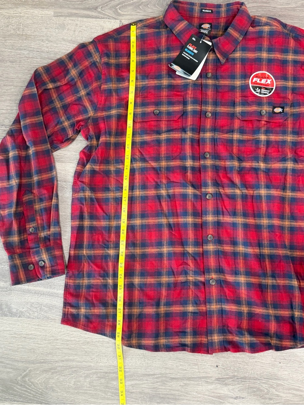 Dickies Flex Flannel Shirt Red Blue Plaid Relaxed Fit nwt XL - Picture 2 of 7